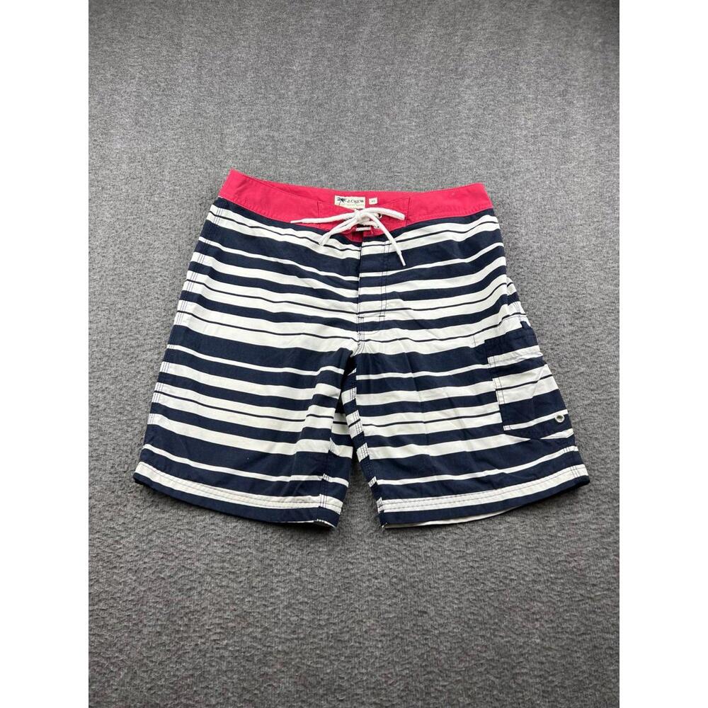 J.Crew Men's Board Shorts with Navy and White Stripes Size Small